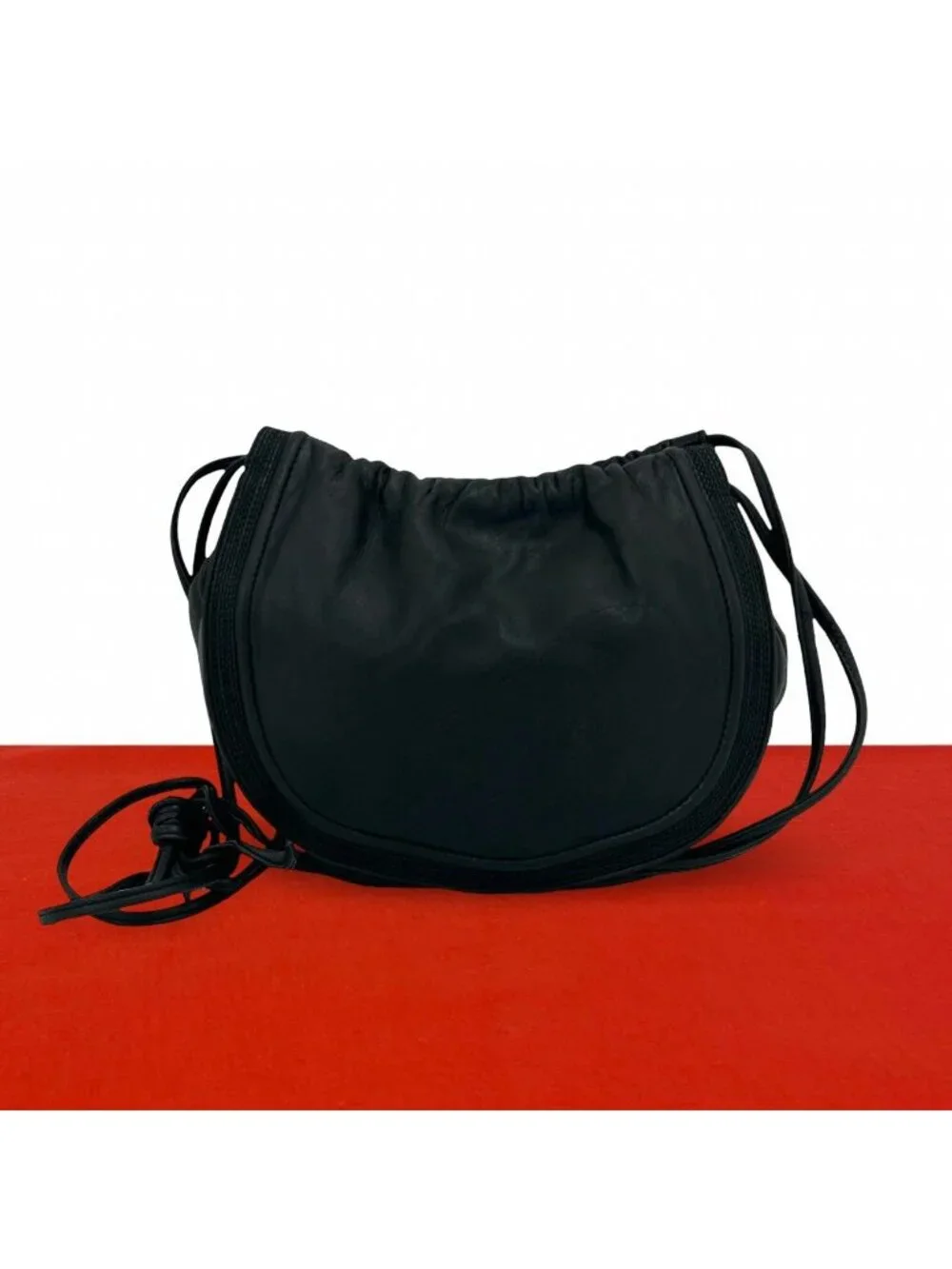 Loewe Vintage Anagram Logo Nappa Leather Drawstring Mini Shoulder Bag Pochette